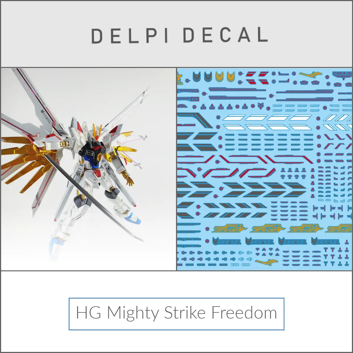Delpi Water Decal (ดิแคลน้ำ) HG Mighty Strike Freedom Gundam Delpi Decal