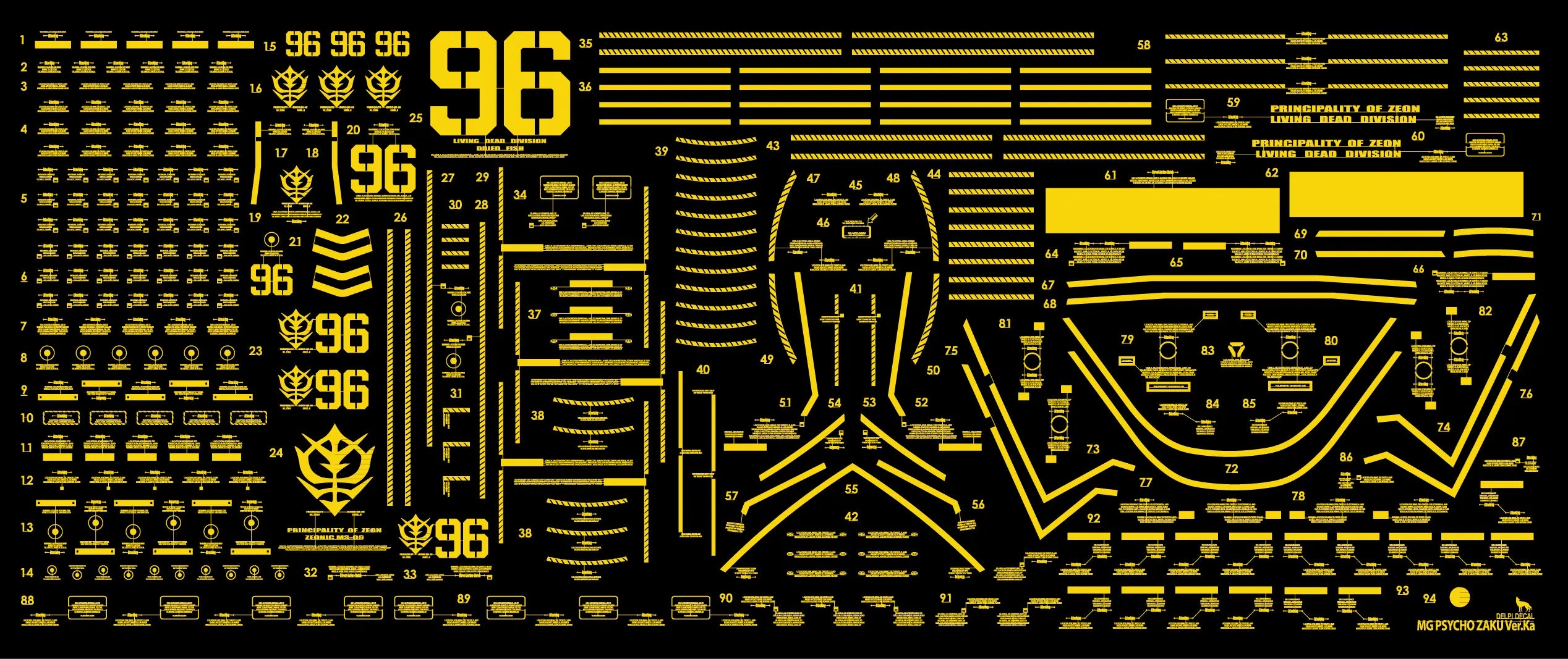 Delpi Metal Sticker (สติกเกอร์โลหะ) MG Psycho Zaku [Thunderbolt] Ver.Ka (Gold) Delpi Decal