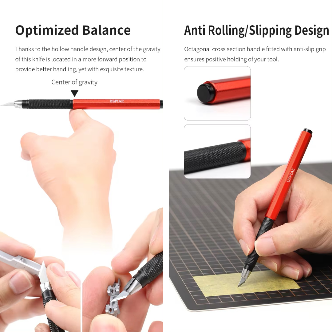 Aluminium Alloy Hobby Knife By DSPIAE มีดอาร์ทไนฟ์ ด้ามอลูมิเนียม พร้อมใบมีด รุ่น AT-DK Dspiae
