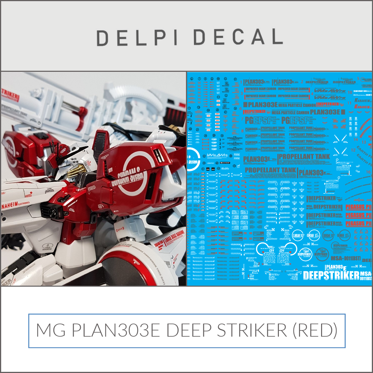 Delpi Decal (ดีคอลน้ำ) MG PLAN303E DEEP STRIKER (RED) Delpi Decal