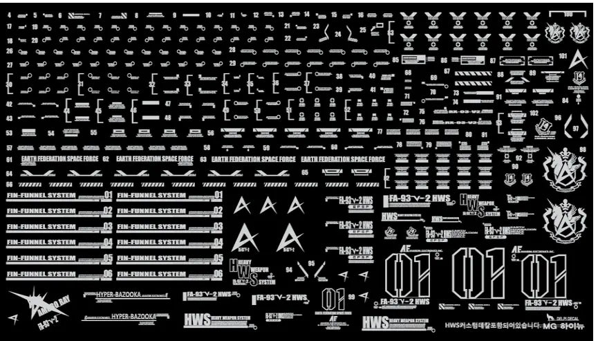 Delpi Metal Sticker (สติกเกอร์โลหะ) MG RX-93-2 Hi-V Gundam Ver.Ka (Silver) Delpi Decal