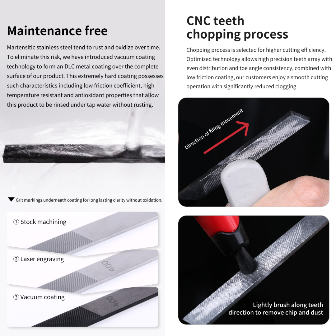 (New) DSPIAE ตะไบโมเดลสแตนเลสเคลือบคาร์บอน DLC Coated Stainless Steel File