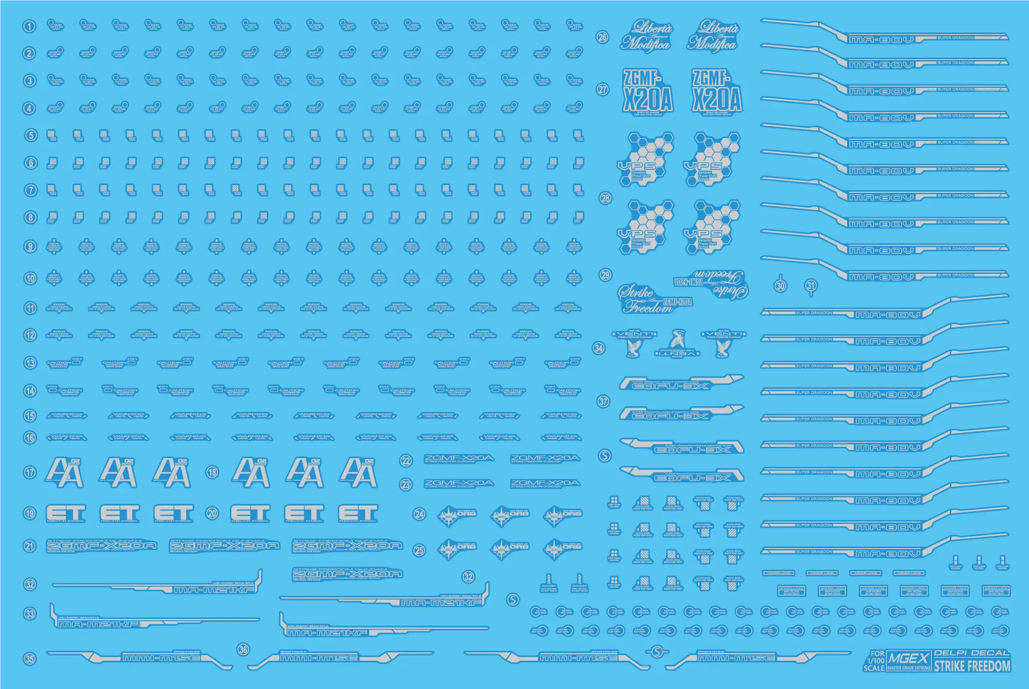 Delpi Water Decal (ดิแคลน้ำ) MGEX Strike Freedom Gundam Delpi Decal