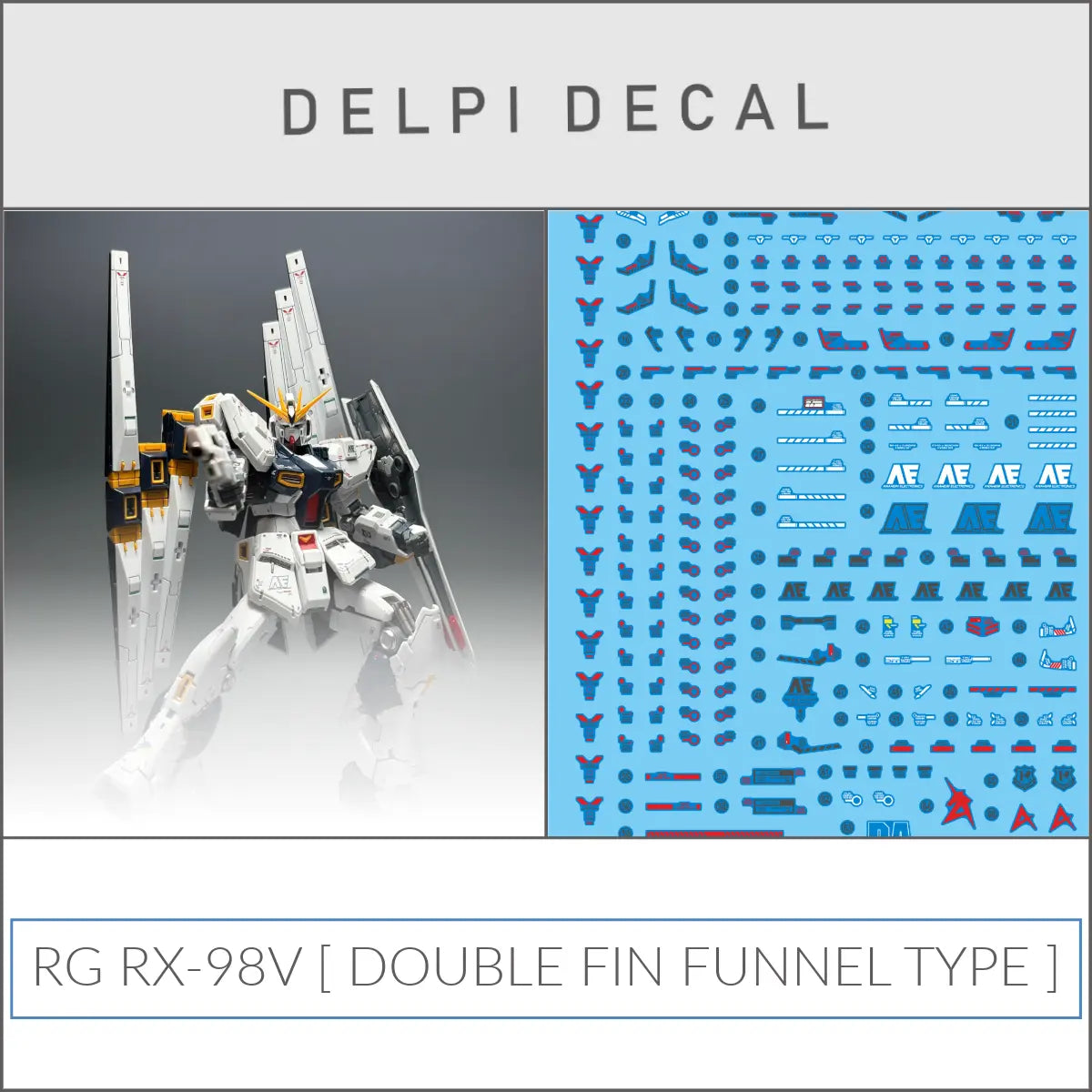 Delpi Decal (ดีคอลน้ำ) RG RX-98V (Double Fin Funnel) Delpi Decal