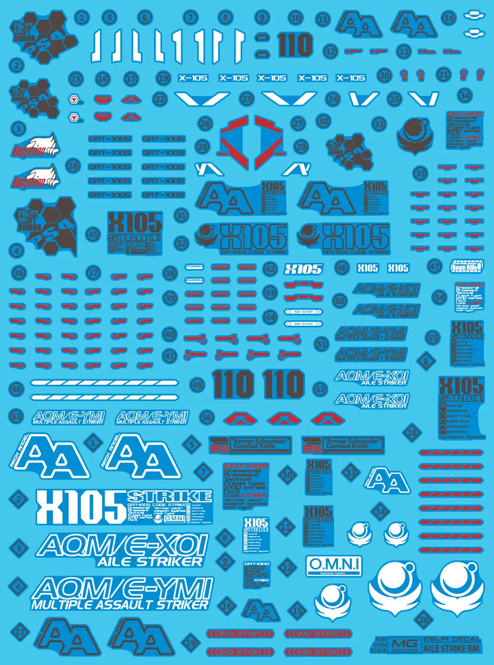 Delpi Water Decal (ดิแคลน้ำ) MG Aile Strike Ver. RM Gundam Delpi Decal