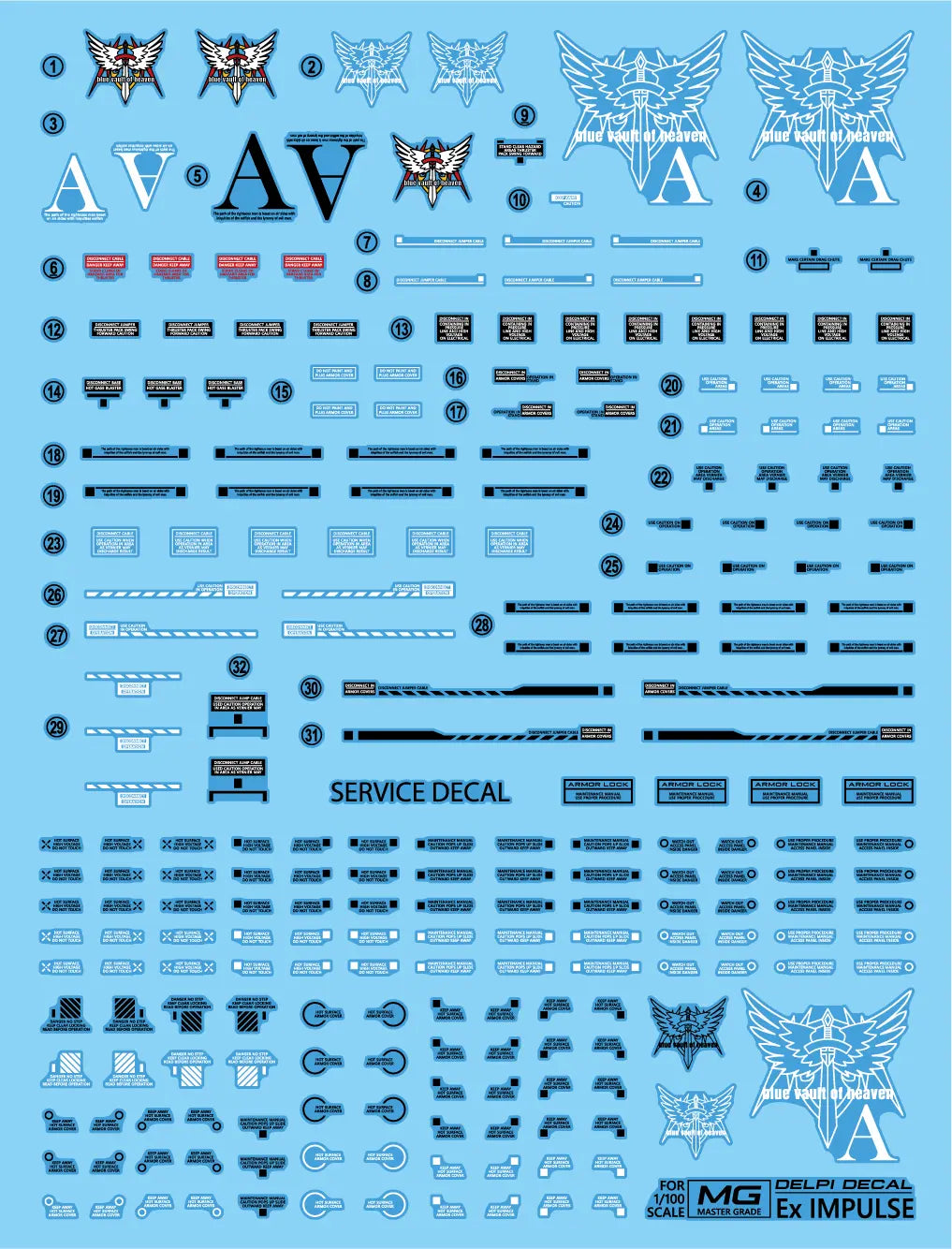 Delpi Water Decal (ดิแคลน้ำ) MG Ex Impulse Gundam Delpi Decal