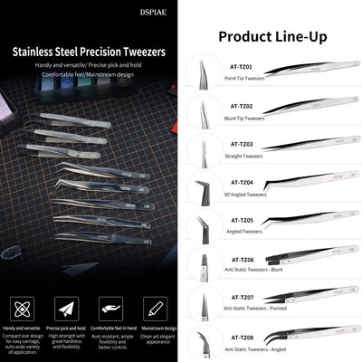 Stainless Steel Precision Tweezers By DSPIAE แหนบสแตนเลส (มีหลายรุ่น) Dspiae