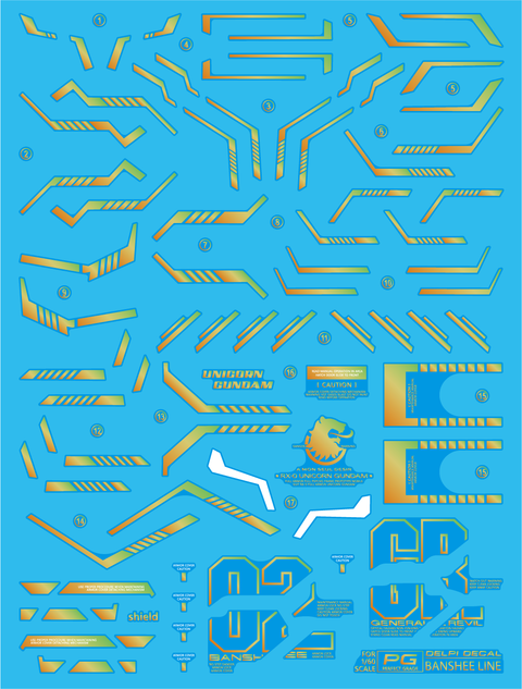 Delpi Decal (ดีคอลน้ำ) PG Unicorn Banshee Norn Delpi Decal