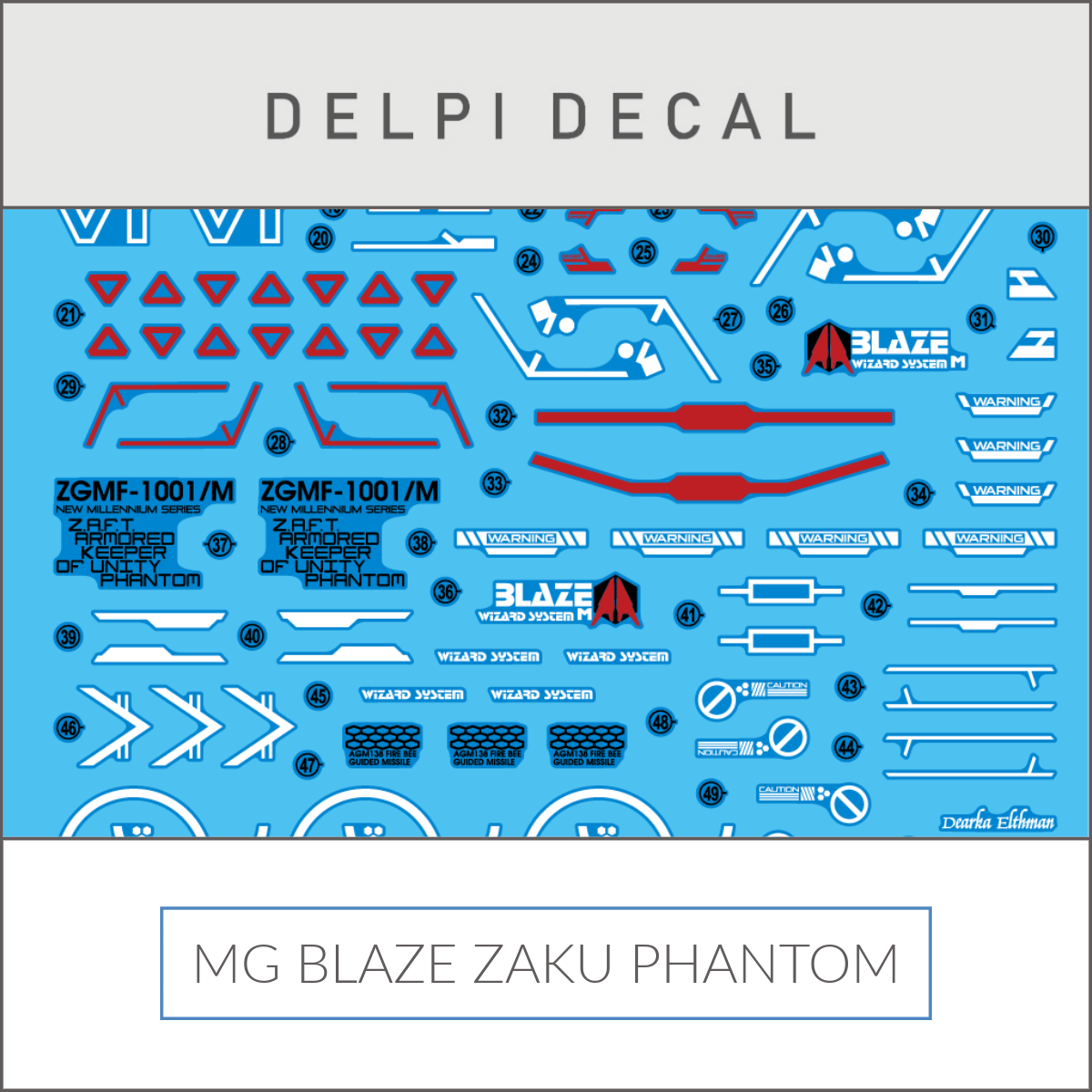 Delpi Decal (ดีคอลน้ำ) MG BLAZE ZAKU PHANTOM Delpi Decal