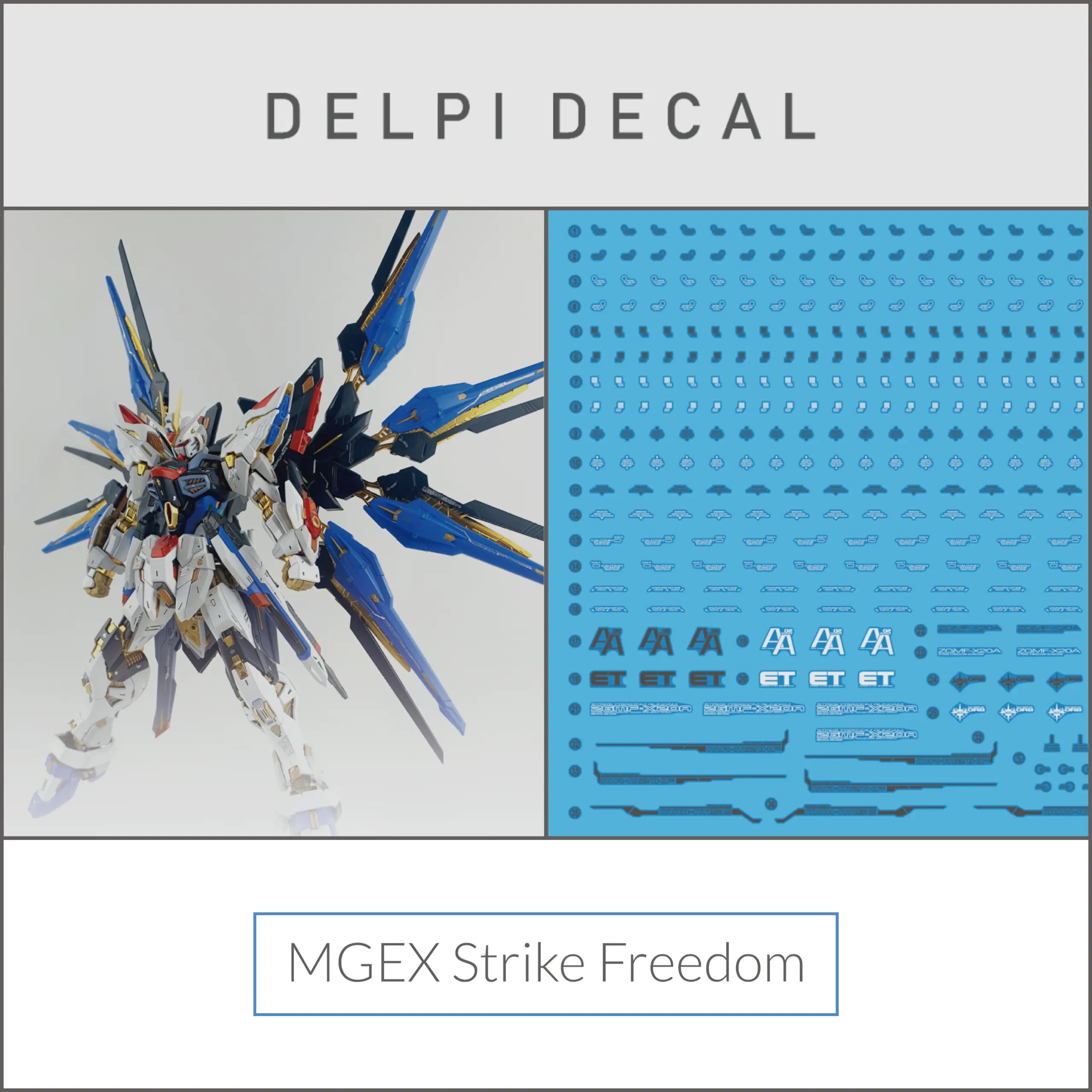 Delpi Water Decal (ดิแคลน้ำ) MGEX Strike Freedom Gundam Delpi Decal