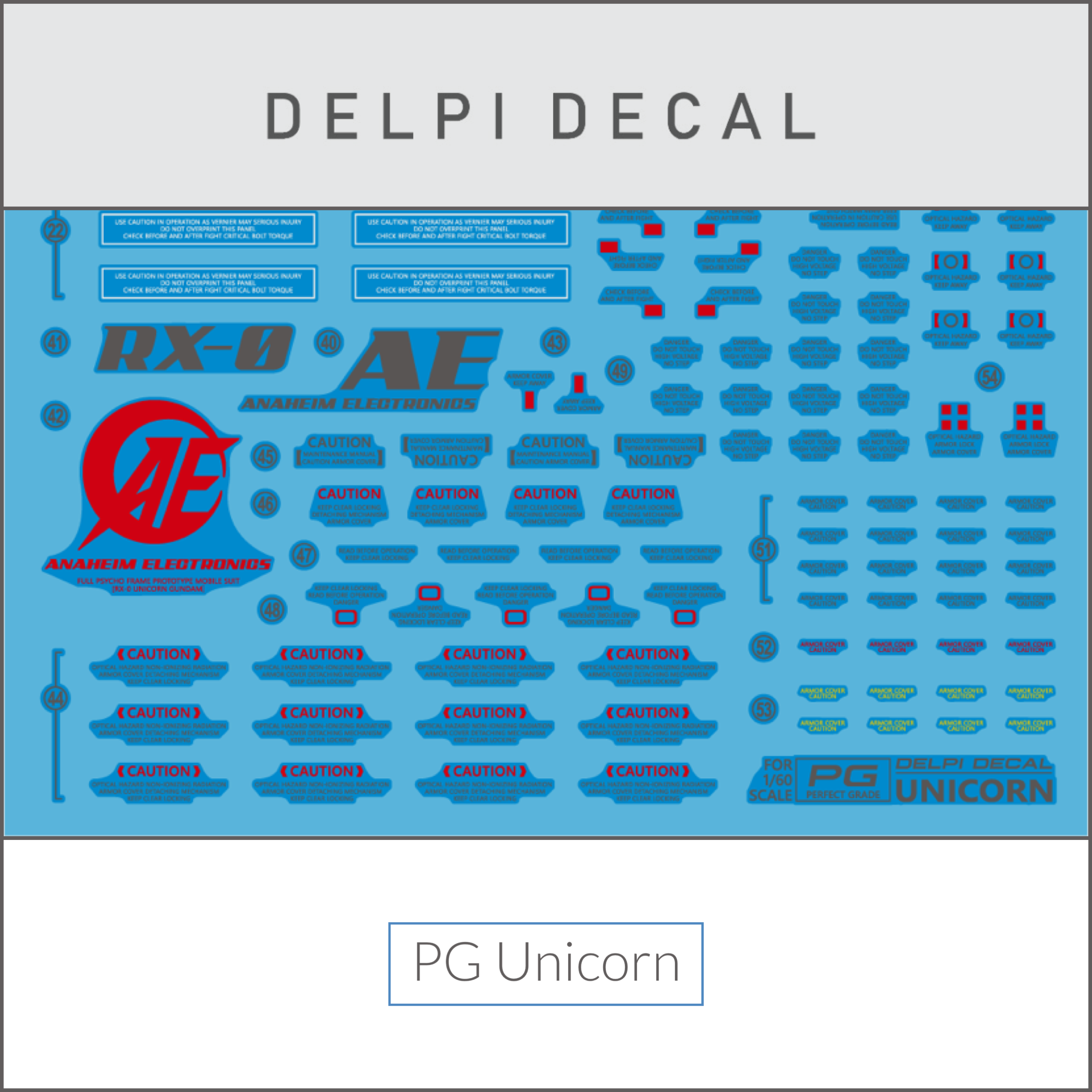 Delpi Water Decal (ดิแคลน้ำ) PG Unicorn Gundam Delpi Decal