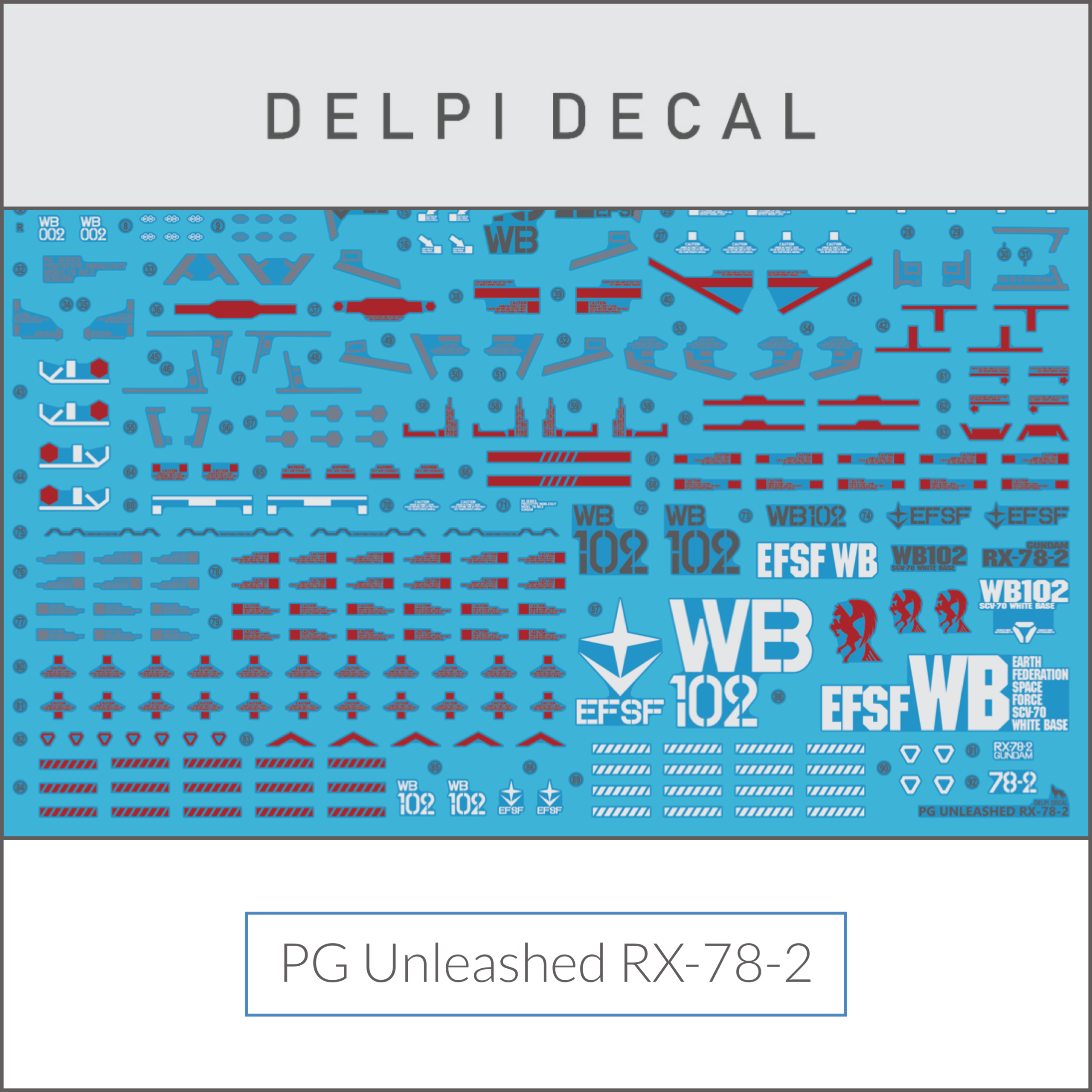 Delpi Water Decal (ดิแคลน้ำ) PG Unleashed RX-78-2 Gundam Delpi Decal