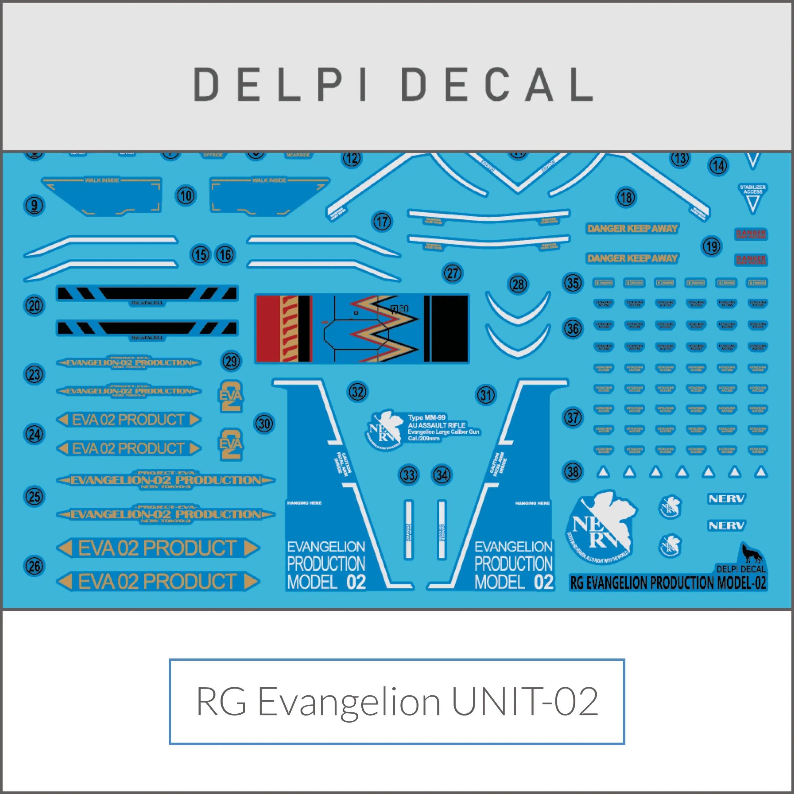 Delpi Water Decal (ดิแคลน้ำ) RG Evangelion Unit-02 Delpi Decal