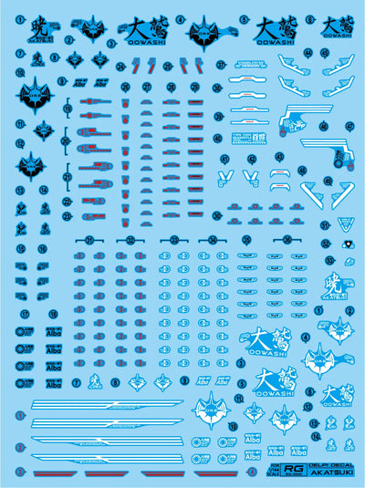 Delpi Water Decal (ดิแคลน้ำ) RG Akatsuki Gundam Delpi Decal