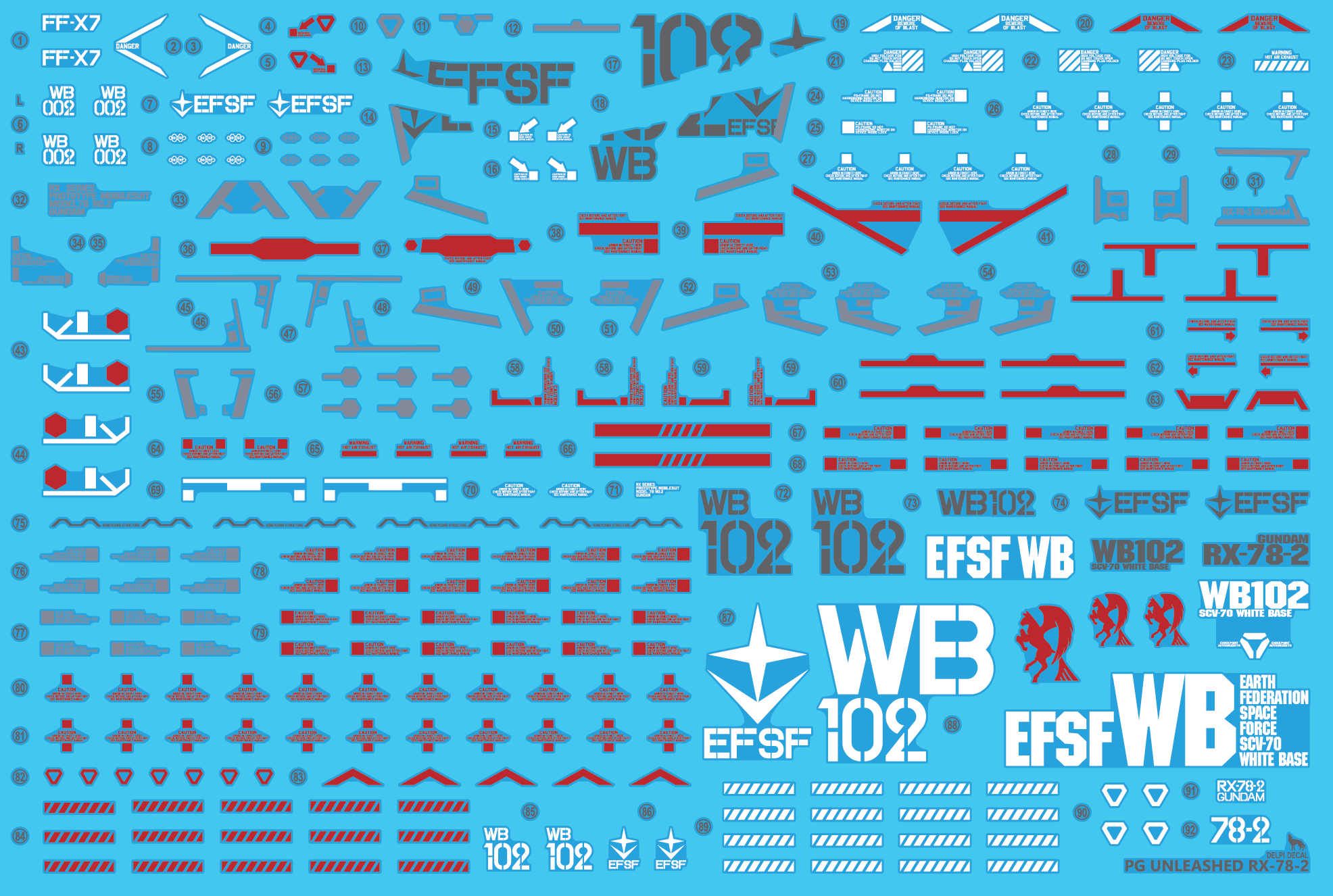 Delpi Water Decal (ดิแคลน้ำ) PG Unleashed RX-78-2 Gundam Delpi Decal